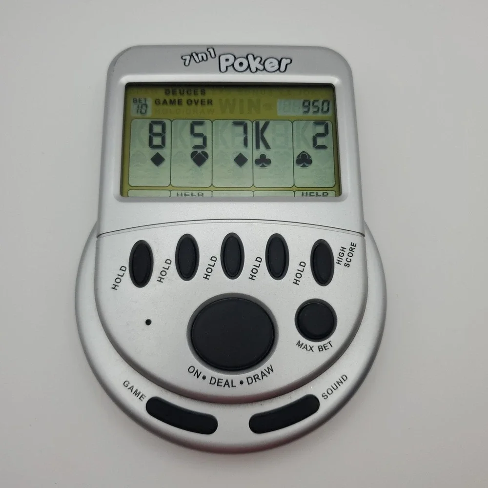 7 in 1 Poker Mega Screen Handheld Electronic Video Portable Game TESTED-WORKING